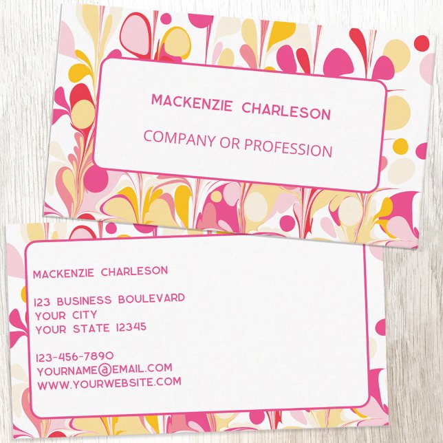 Modern Bright Abstract Marble Pattern Business Card (Modern colorful bright abstract creative custom business card)