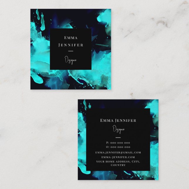 Modern bright Abstract Painted Pattern  Square Business Card (Front/Back)