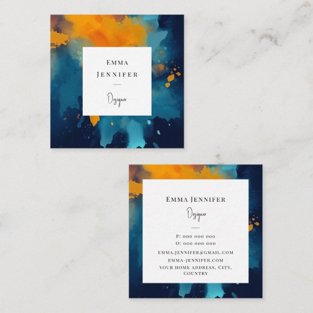 Modern bright Abstract Painted Pattern  Square Business Card (Front/Back)