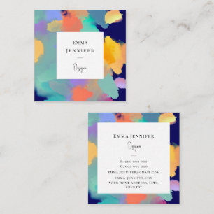 Modern Bright Abstract Pink Painted Pattern  Square Business Card