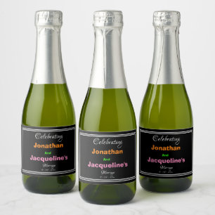 Modern Bright And Bold Personalised Wedding Mini  Sparkling Wine Label