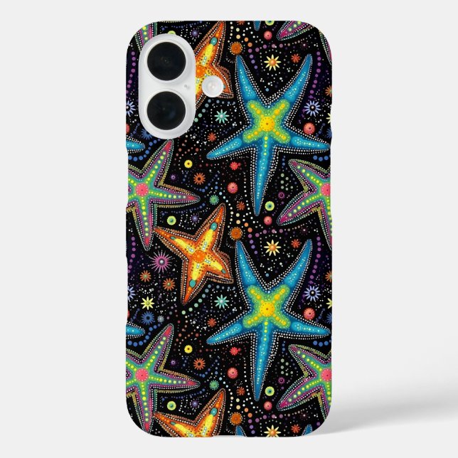 Modern bright black starfish pattern Case-Mate iPhone case (Back)