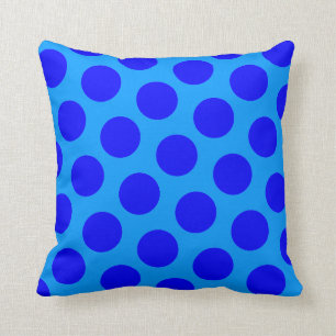 Modern Bright Blue Polka Dot Cushion