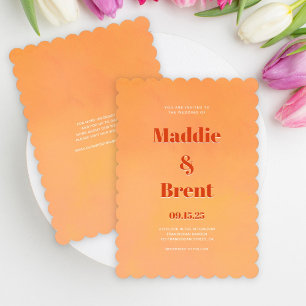 Modern Bright & Bold Gradient Burnt Orange Wedding Invitation