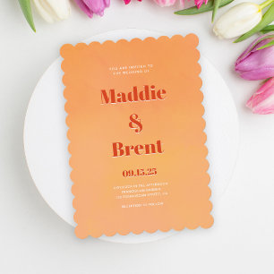 Modern Bright & Bold Gradient Orange Wedding Invitation