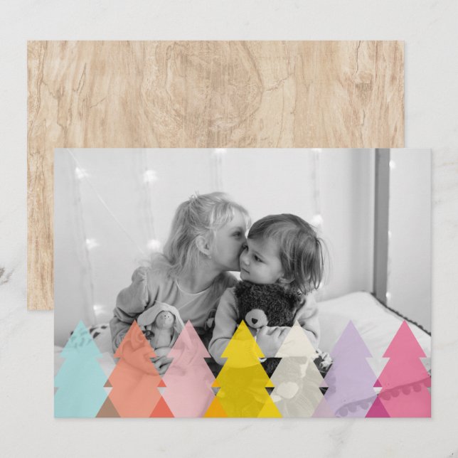 Modern Bright Christmas Trees Photo (Front/Back)