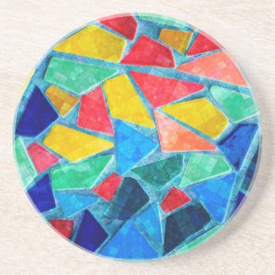 Modern Bright Colors Mosaic Pattern Coaster