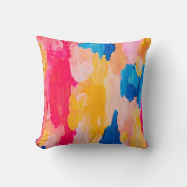 Modern bright colour Painting Spring Design Throw  Cushion (Front)