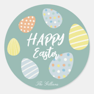 modern bright colourful easter classic round sticker