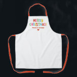Modern Bright Colourful Merry Christmas Apron<br><div class="desc">A colourful,  fun and festive Christmas holiday apron. Personalise it with your name.</div>