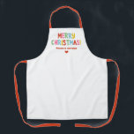 Modern Bright Colourful Merry Christmas Apron<br><div class="desc">A colourful,  fun and festive Christmas holiday apron. Personalise it with your name.</div>
