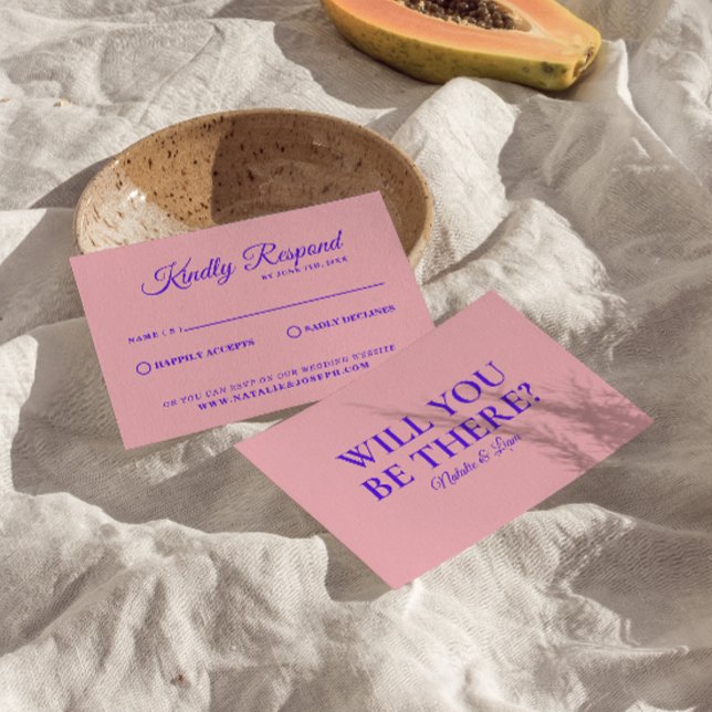 Modern Bright Colourful Retro Drawn Funky Wedding RSVP Card (Creator Uploaded)