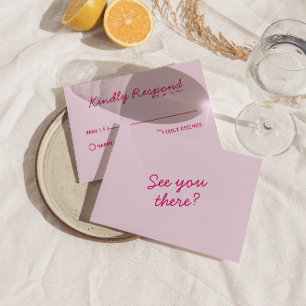 Modern Bright Colourful Retro Fun Funky Wedding RSVP Card