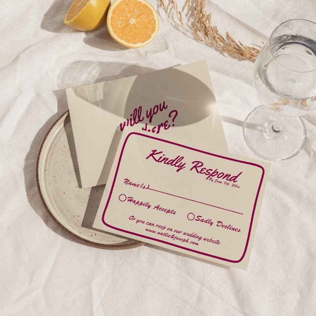 Modern Bright Colourful Retro Fun Whimsical Weddin RSVP Card (Creator Uploaded)