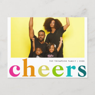 Modern Bright Colours Cheers New Year Photo Holiday Postcard
