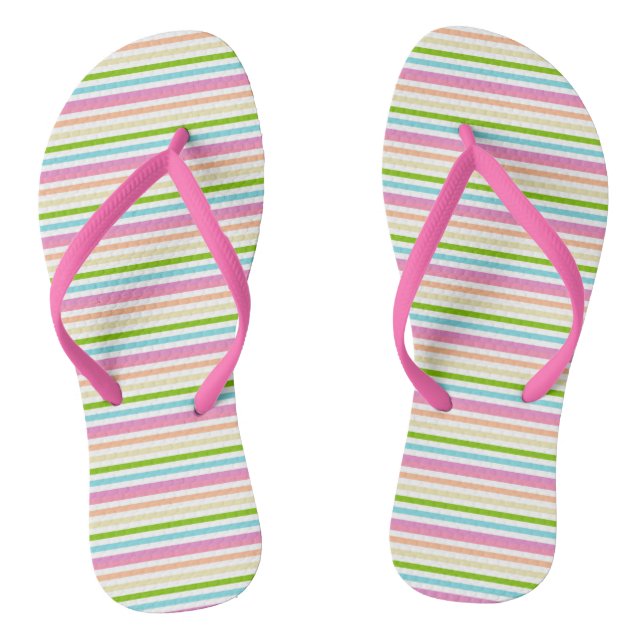 Modern Bright Colours Pink Red Yellow Blue Green Flip Flops (Footbed)