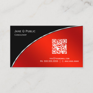Modern  Bright Crimson QR Elegant Professional Business Card