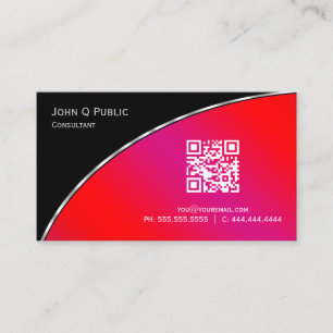Modern  Bright Crimson QR Elegant Professional Business Card
