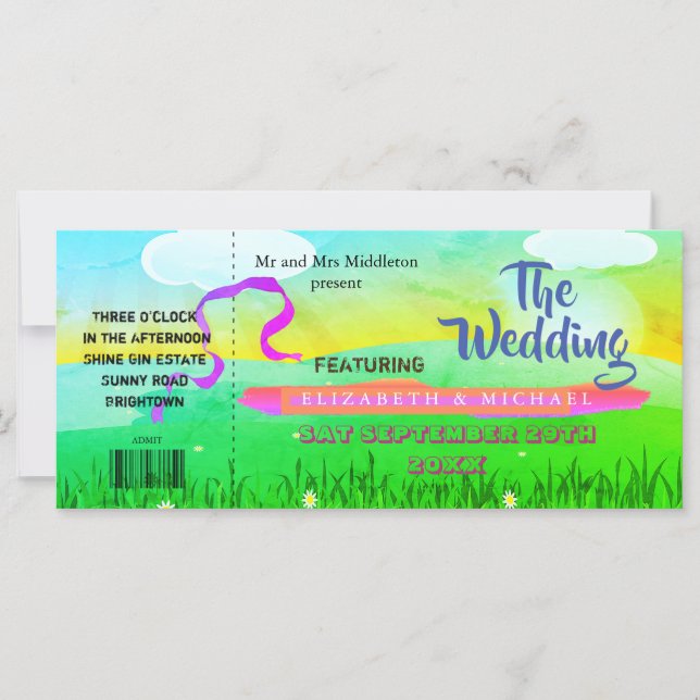 Modern Bright Festival  Wedfest Wedding Invitation (Front)