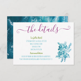Modern Bright Floral Blue Pink Ocean Photo details Enclosure Card