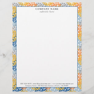 Modern Bright Floral Pattern Company Name Details Custom Letterhead