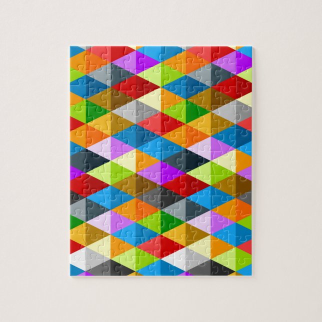 Modern bright funky colourful triangles pattern jigsaw puzzle (Vertical)