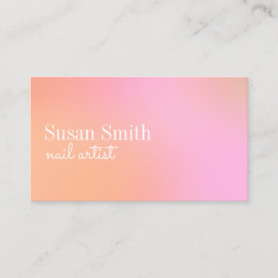 Modern bright gradient pink & orange nail artist business card
