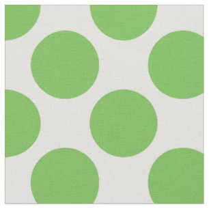 Modern Bright Green and White Large Polka Dots Fabric