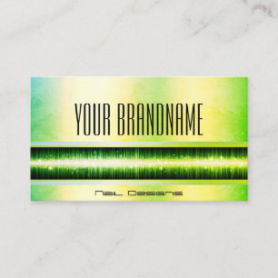 Modern Bright Green Holographic Professional Nails Business Card