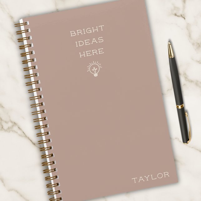 Modern Bright Ideas Personalized Name Blush Pink Notebook (Creator Uploaded)