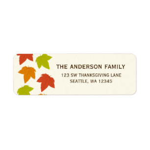 Modern Bright Leaves Thanksgiving Address Label