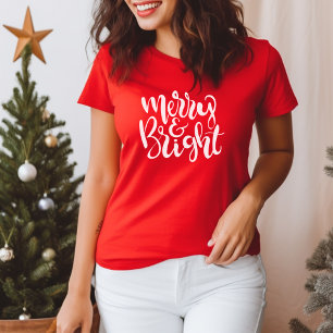 Modern & Bright Modern script Red Womens Christmas T-Shirt