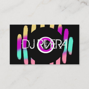 Modern Bright Neon Night Club DJ Professional Business Card