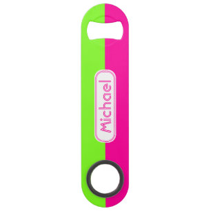 Modern Bright Neon Pink Green Monogram