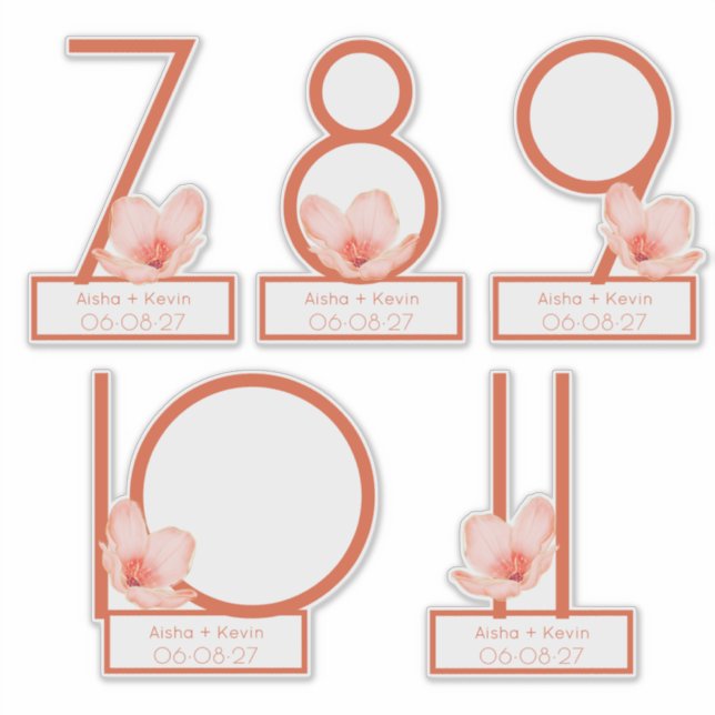 Modern Bright orange table numbers 7-11 cut-out  (Front)