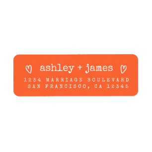 Modern Bright Orange Wedding Return Address