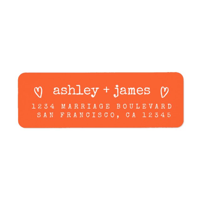 Modern Bright Orange Wedding Return Address (Front)