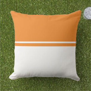 Modern Bright Orange White Fancy Colour Block Cushion