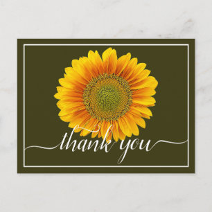 Modern Bright Orange & Yellow Sunflower Thank You Postcard
