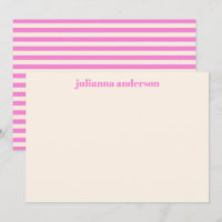 Modern Bright Pink Bold Striped Personalised Name
