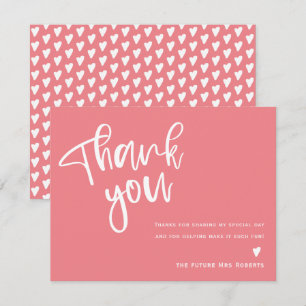 Modern Bright Pink Bridal Shower Thank You Card