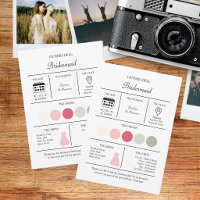 Modern Bright Pink Bridesmaid Information Card
