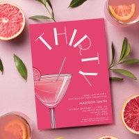 Modern Bright Pink Cocktail 30th Birthday