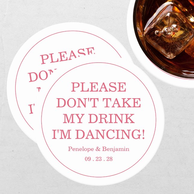 Modern Bright Pink Drink Cover Wedding Round Paper Coaster (Creator Uploaded)