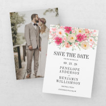 Modern Bright Pink Floral Wedding Save The Date