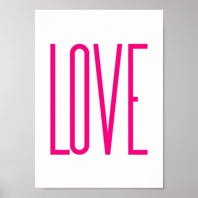 Modern Bright Pink Love Poster (Front)