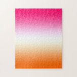 Modern Bright Pink White and Orange Ombre Jigsaw Puzzle<br><div class="desc">A tricolor pink,  white and orange gradient. Add text if you'd like to create your own design.
Create your own challenging puzzle with a simple colour gradient. Girly ombre.
This is a large image that transfers well to other gifts.</div>