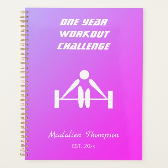 Modern bright practical gradient workout purple    planner (Front)