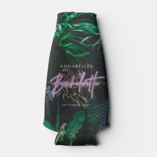 Modern bright purple girly neon bachelorette bottle cooler