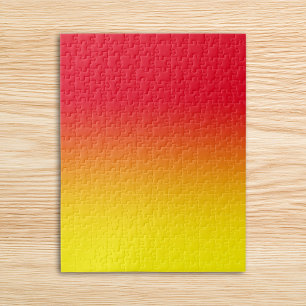 Modern Bright Red and Yellow Ombre Jigsaw Puzzle